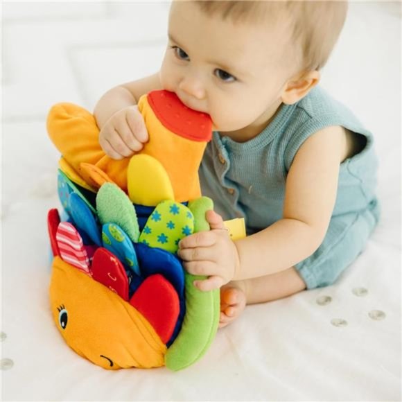 Flip Fish Soft Baby Toy - Tummy Time Sensory Toy with Taggies for Infants - Picture 4 of 6